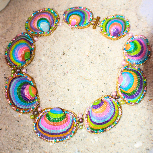 Rainbow Shell Statement Necklace
