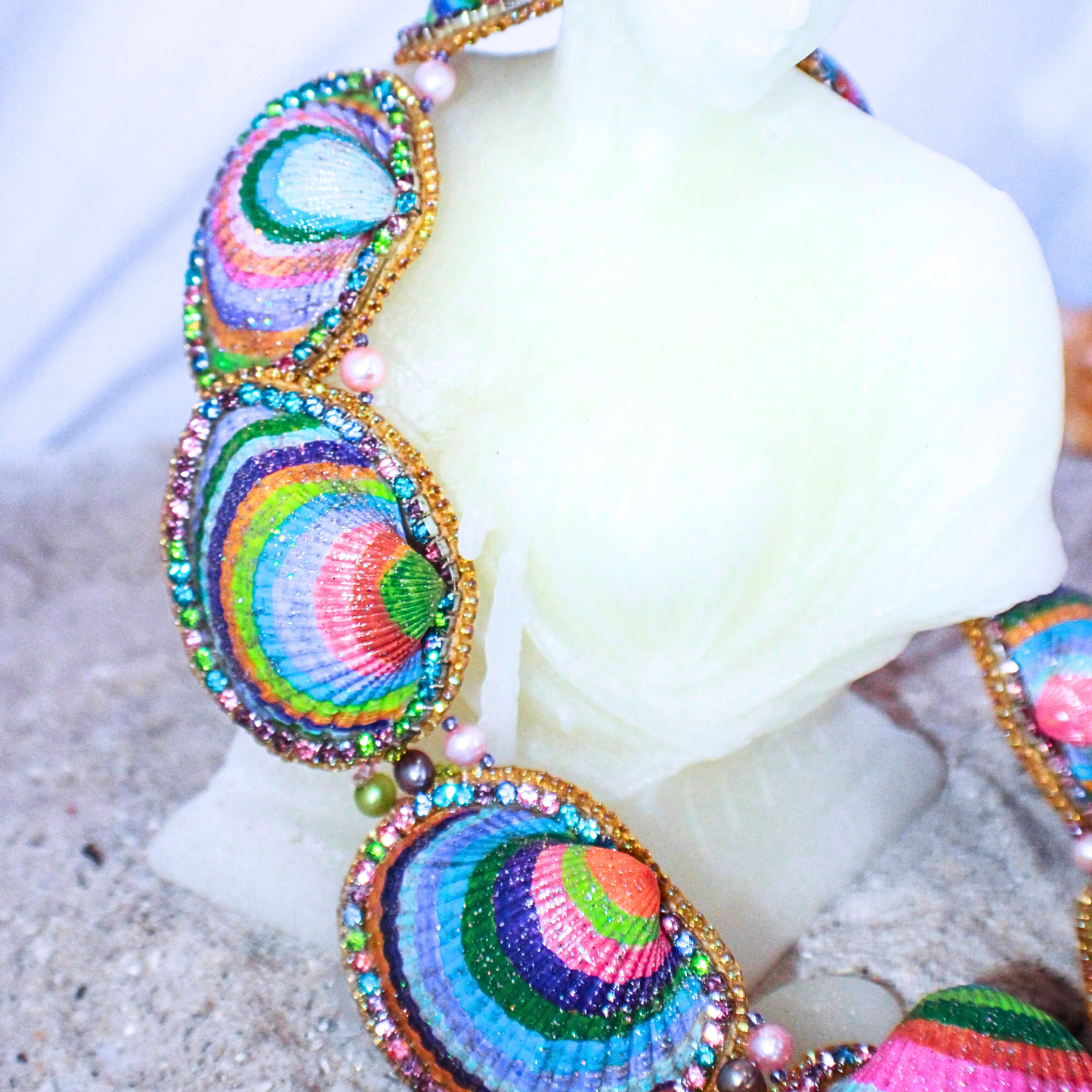 Rainbow Shell Statement Necklace