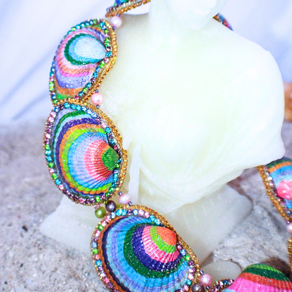 Rainbow Shell Statement Necklace