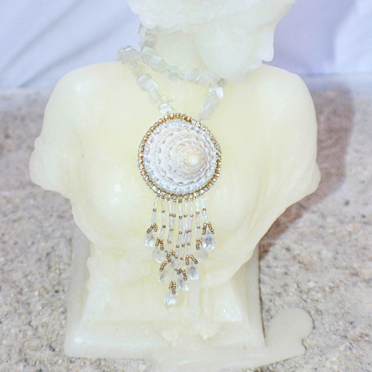 White Conch Shell Fringe Necklace
